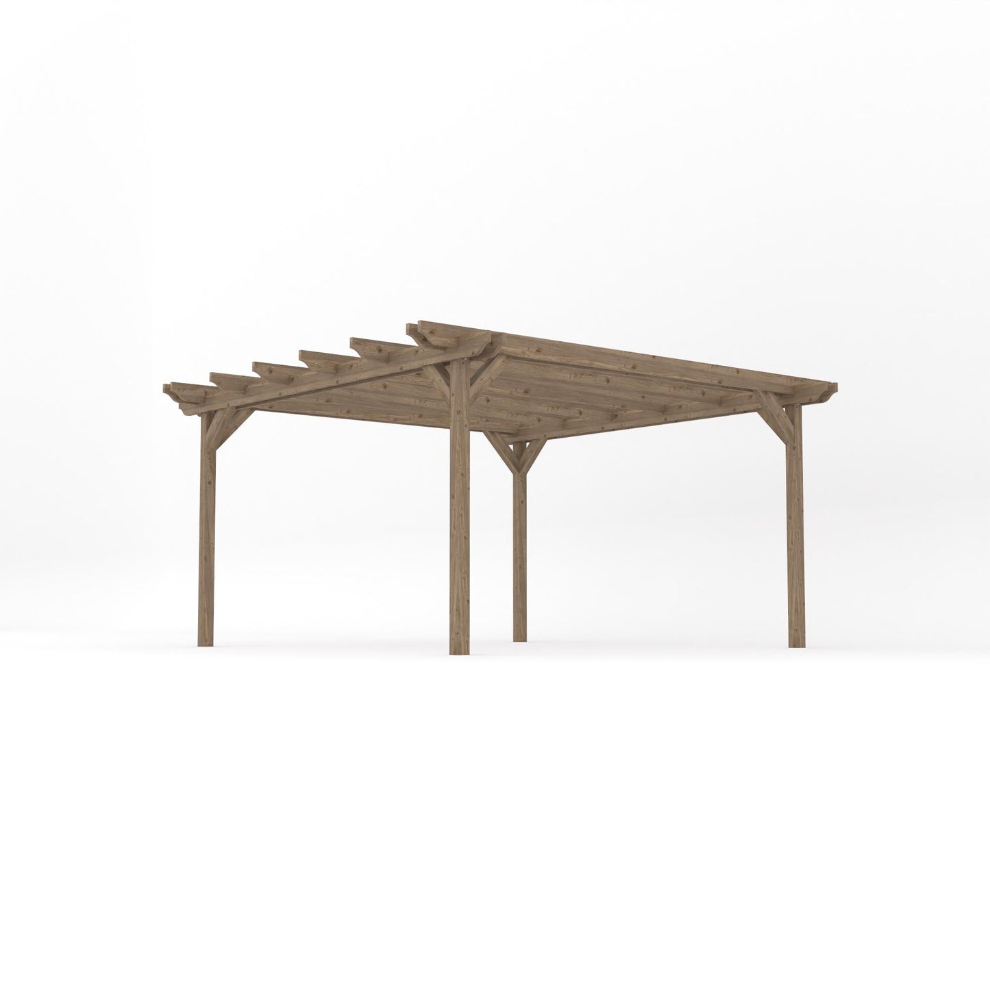 Freestanding Double Garden Pergola - Rustic Brown - 4.2m Width x 4.2m Length