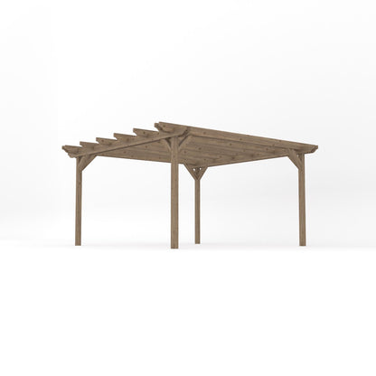 Freestanding Double Garden Pergola - Rustic Brown - 4.2m Width x 4.2m Length