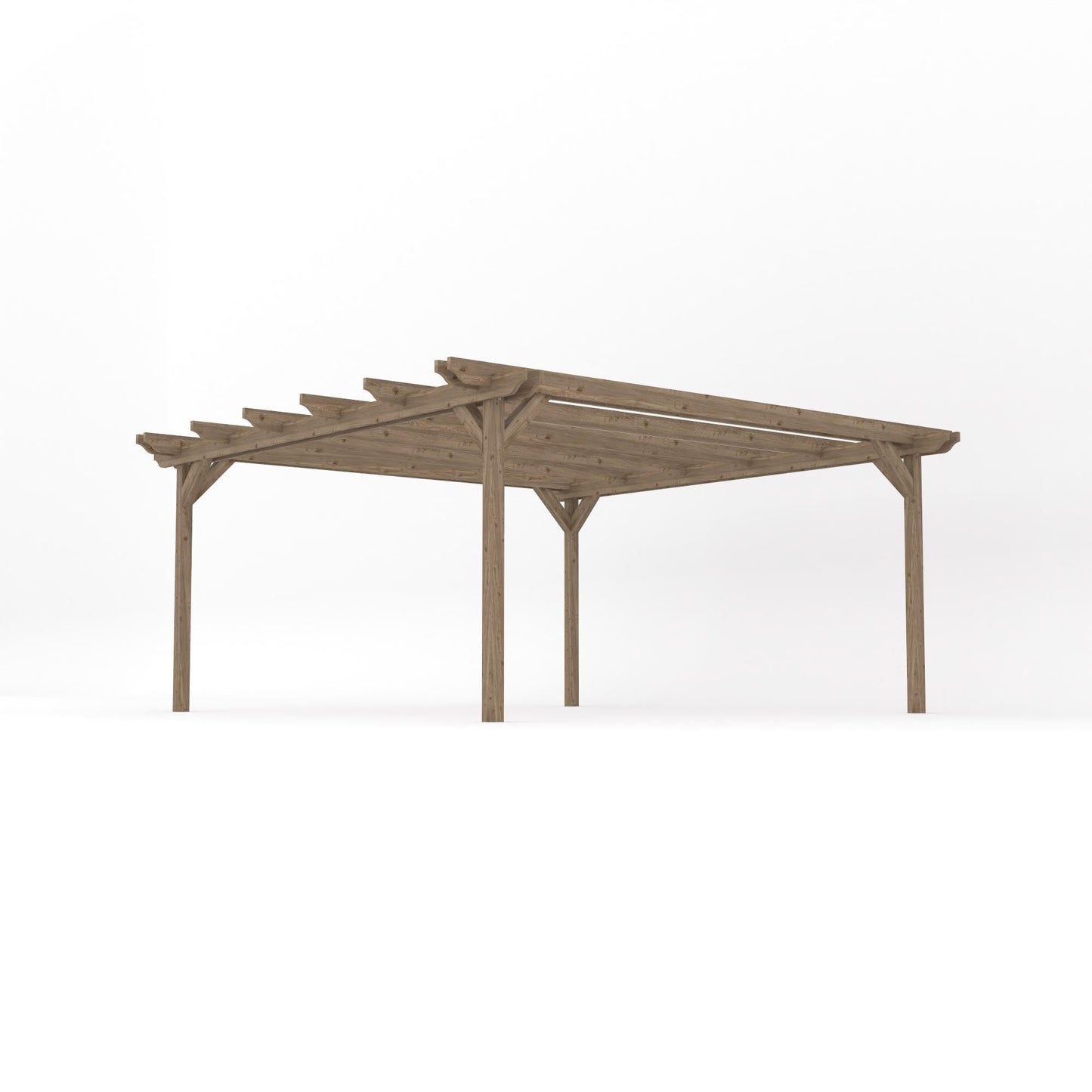 Freestanding Double Garden Pergola - Rustic Brown - 4.8m Width x 4.8m Length