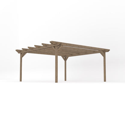 Freestanding Double Garden Pergola - Rustic Brown - 4.8m Width x 4.8m Length