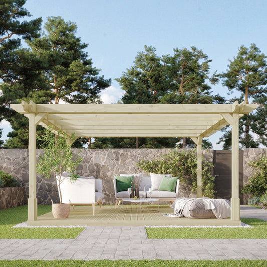 Freestanding Double Premium Pergola with Decking Kit | Timber | Multiple Sizes