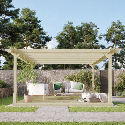 Freestanding Double Premium Pergola with Decking - Light Green - 3.6m Width x 3.6m Length