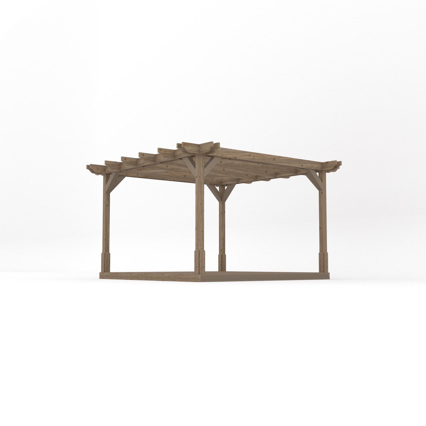 Freestanding Double Premium Pergola with Decking - Rustic Brown - 3.6m Width x 3.6m Length