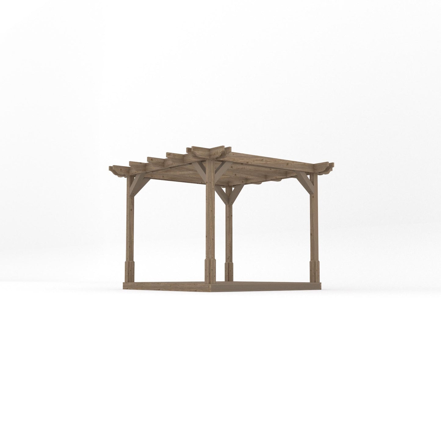 Freestanding Double Premium Pergola with Decking - Rustic Brown - 3m Width x 3m Length
