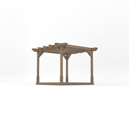 Freestanding Double Premium Pergola with Decking - Rustic Brown - 3m Width x 3m Length