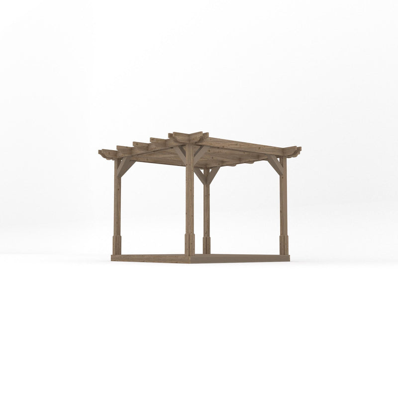 Freestanding Double Premium Pergola with Decking - Rustic Brown - 3m Width x 3m Length