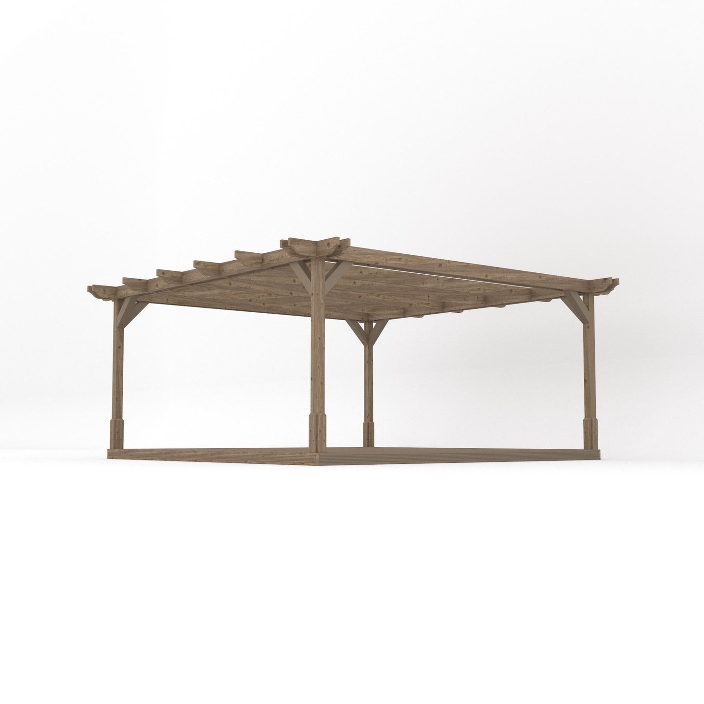 Freestanding Double Premium Pergola with Decking - Rustic Brown - 4.8m Width x 4.8m Length