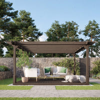 Pergola | Timber Double Premium Pergola | Integrated Decking Base | Heavyweight Section Timber | Rustic Brown | 3m Width x 3m Length