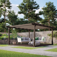 Pergola | Timber Double Premium Pergola | Integrated Decking Base | Heavyweight Section Timber | Rustic Brown | 2.4m Width x 2.4m Length