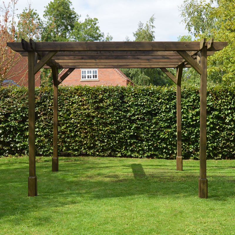 Freestanding Double Premium Pergola - Rustic Brown - 3.6m Width x 7.8m Length