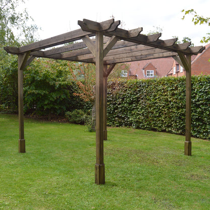 Freestanding Double Premium Pergola - Rustic Brown - 4.8m Width x 4.8m Length