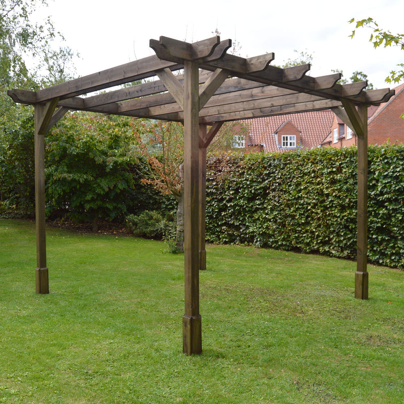 Freestanding Double Premium Pergola - Rustic Brown - 2.4m Width x 4.8m Length