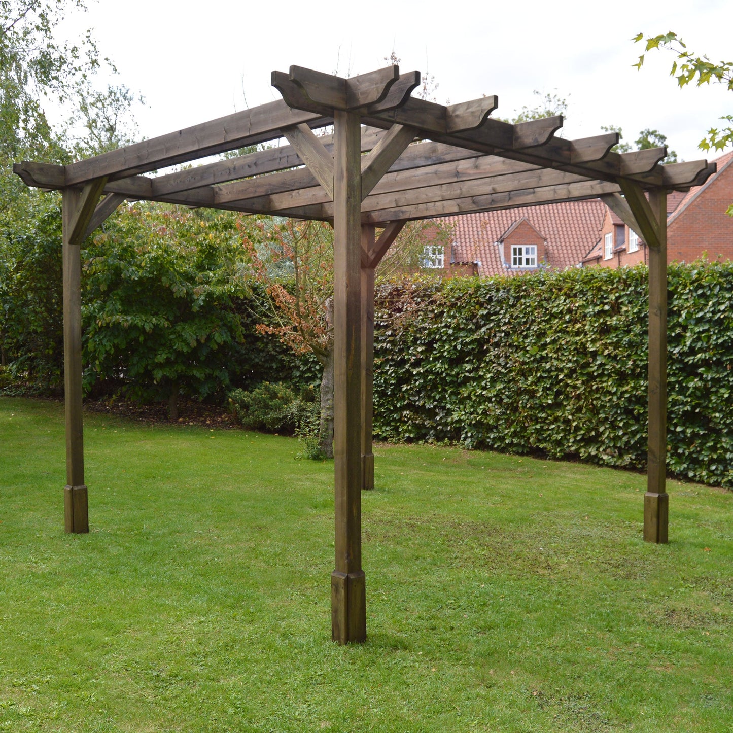 Freestanding Double Premium Pergola - Rustic Brown - 1.8m Width x 4.2m Length