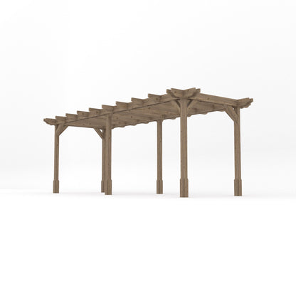 Freestanding Double Premium Pergola - Rustic Brown - 2.4m Width x 6m Length