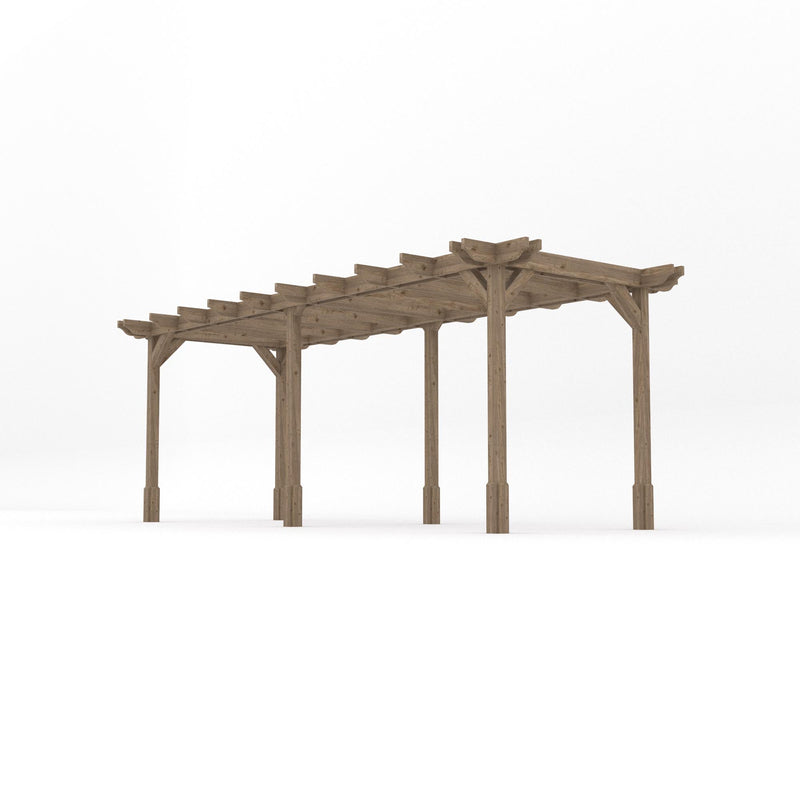 Freestanding Double Premium Pergola - Rustic Brown - 2.4m Width x 6m Length