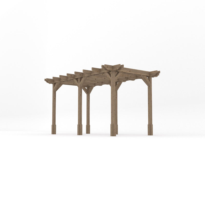 Freestanding Double Premium Pergola - Rustic Brown - 3.6m Width x 4.2m Length