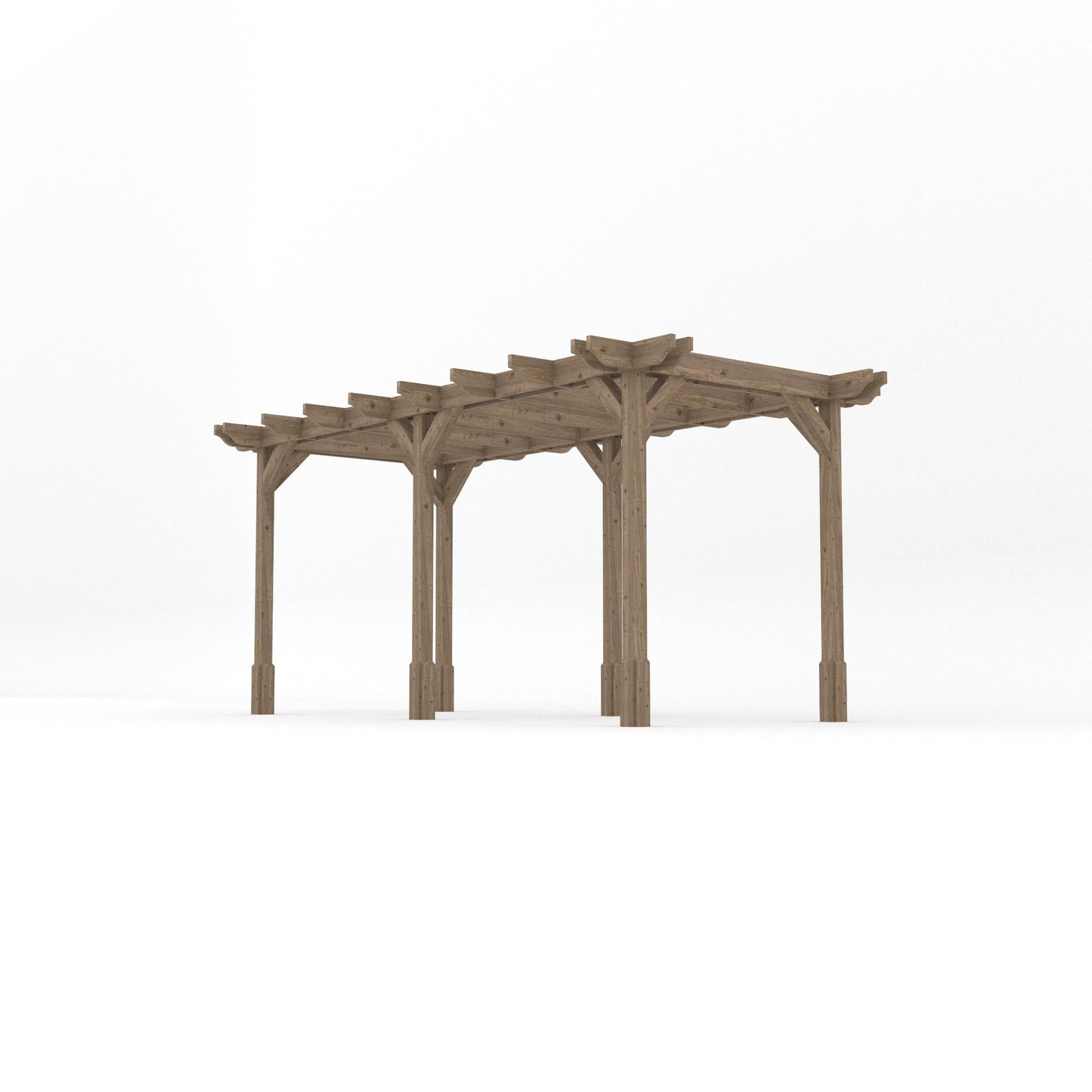 Freestanding Double Premium Pergola - Rustic Brown - 3m Width x 4.8m Length