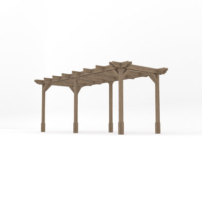 Freestanding Double Premium Pergola - Rustic Brown - 4.2m Width x 5.4m Length