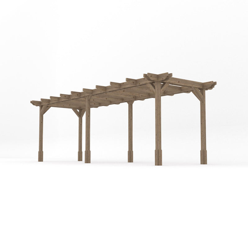 Freestanding Double Premium Pergola - Rustic Brown - 2.4m Width x 6.6m Length