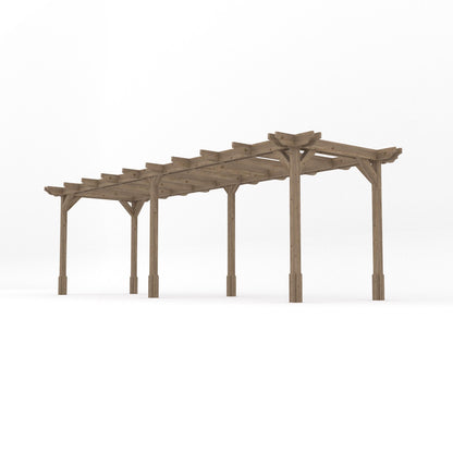 Freestanding Double Premium Pergola - Rustic Brown - 4.2m Width x 7.2m Length