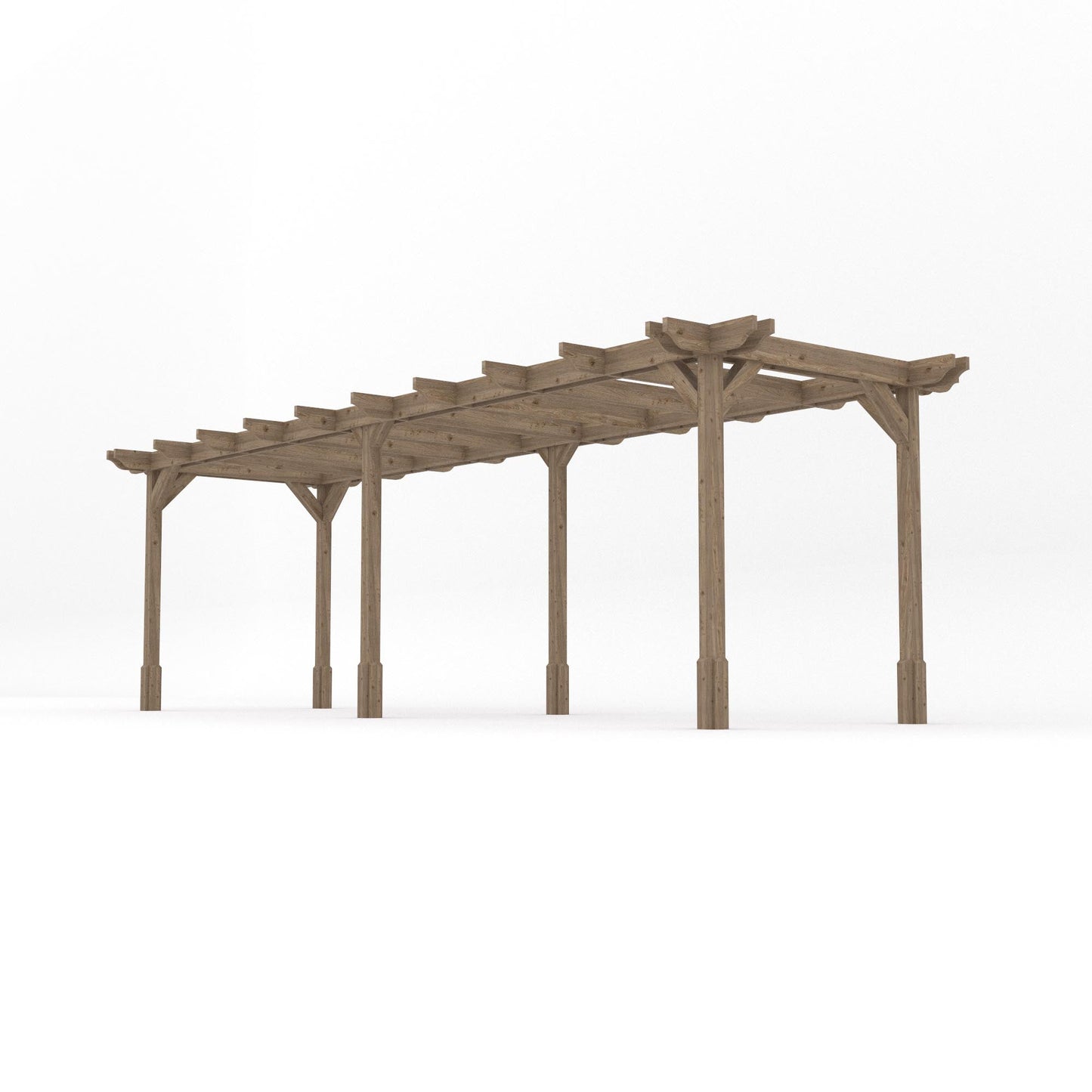 Freestanding Double Premium Pergola - Rustic Brown - 2.4m Width x 7.2m Length