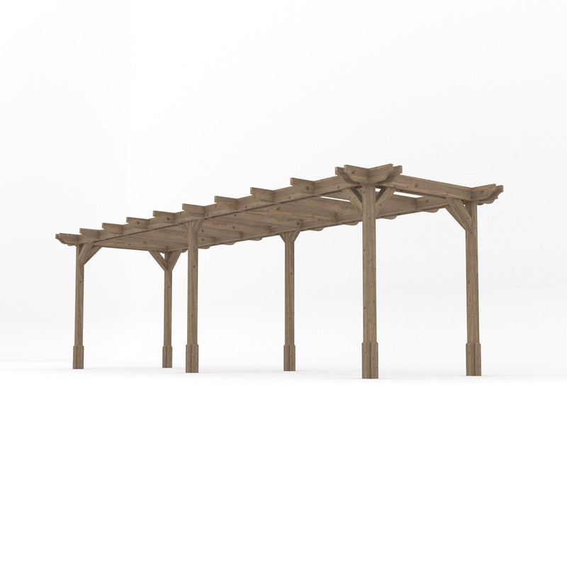 Freestanding Double Premium Pergola - Rustic Brown - 3m Width x 7.2m Length
