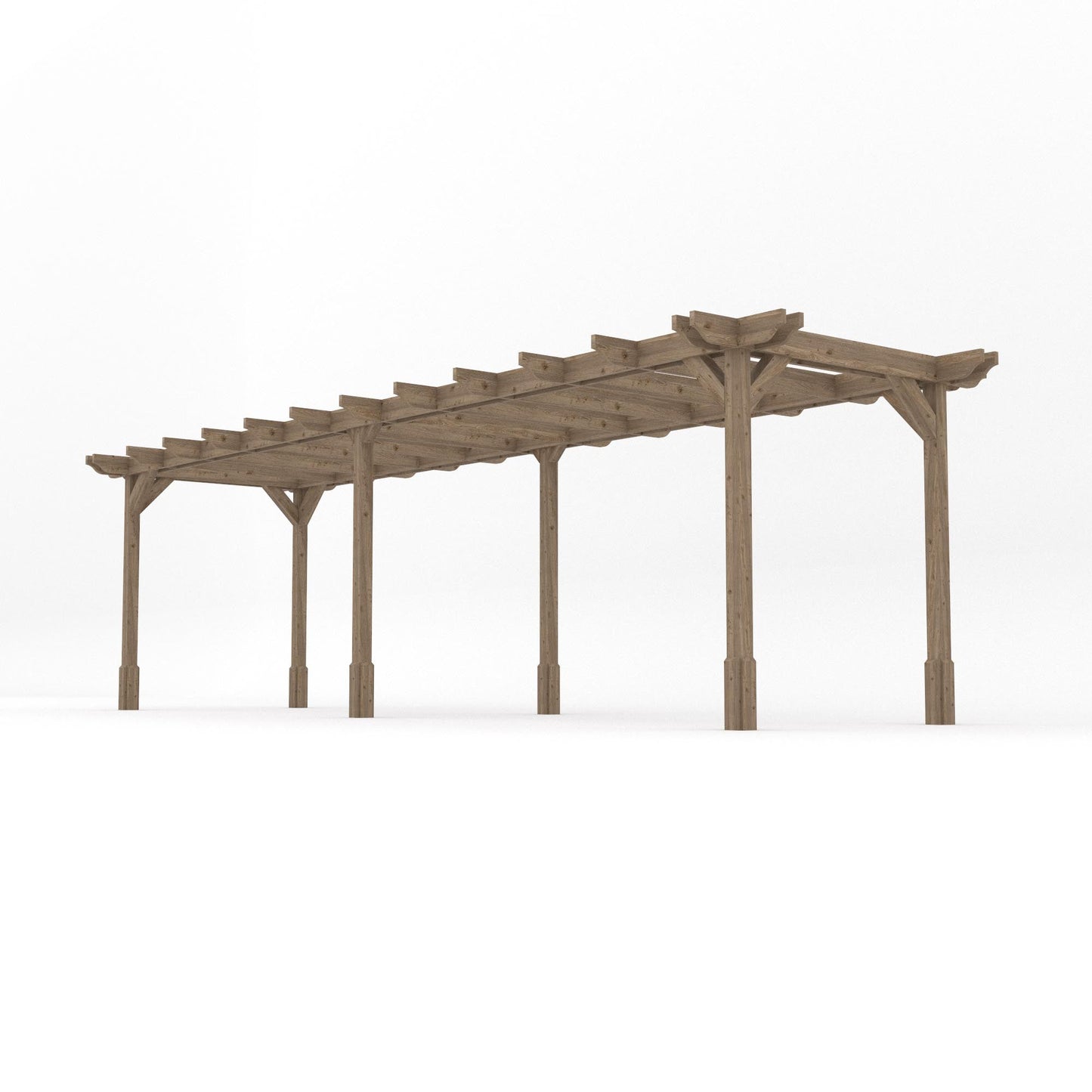 Freestanding Double Premium Pergola - Rustic Brown - 3.6m Width x 7.8m Length