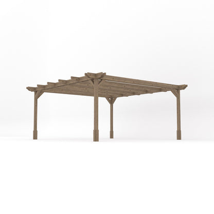 Freestanding Double Premium Pergola - Rustic Brown - 4.8m Width x 4.8m Length