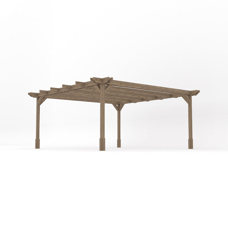 Freestanding Double Premium Pergola - Rustic Brown - 4.8m Width x 4.8m Length