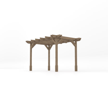 Freestanding Double Premium Pergola - Rustic Brown - 2.4m Width x 3.6m Length