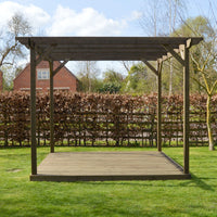 Pergola | Timber Garden Pergola | Integrated Decking Base | Freestanding Garden Structure | Rustic Brown | 4.2m Width x 4.2m Length