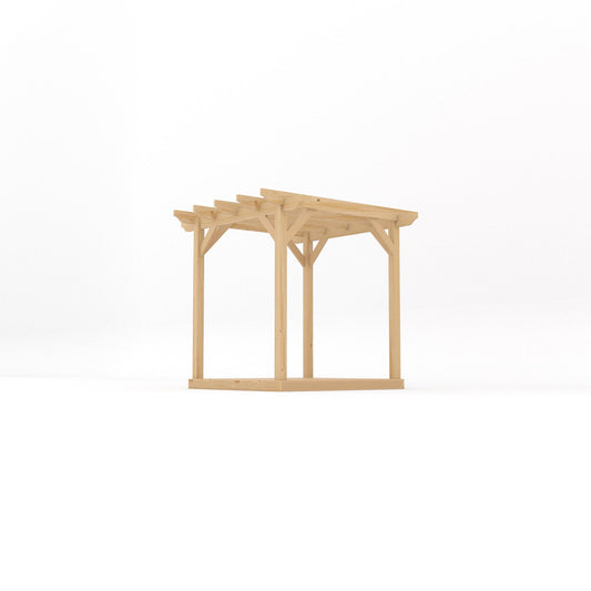 Pergola | Timber Garden Pergola | Integrated Decking Base | Freestanding Garden Structure | Light Green | 2.4m Width x 2.4m Length
