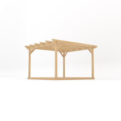 Freestanding Garden Pergola with Decking - Light Green - 3.6m Width x 3.6m Length