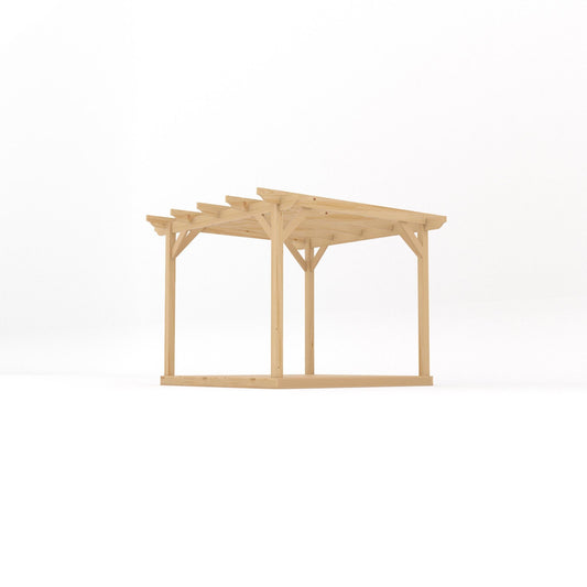 Pergola | Timber Garden Pergola | Integrated Decking Base | Freestanding Garden Structure | Light Green | 3m Width x 3m Length