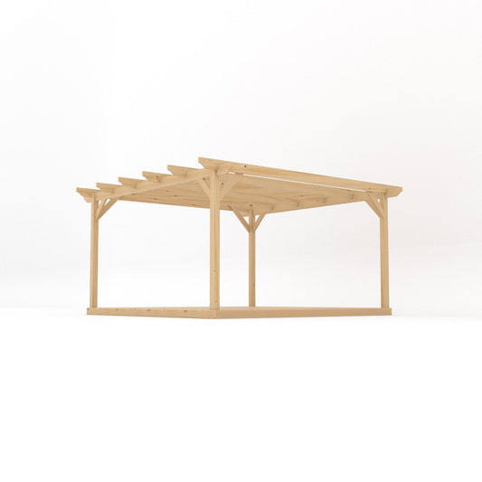 Pergola | Timber Garden Pergola | Integrated Decking Base | Freestanding Garden Structure | Light Green | 4.2m Width x 4.2m Length
