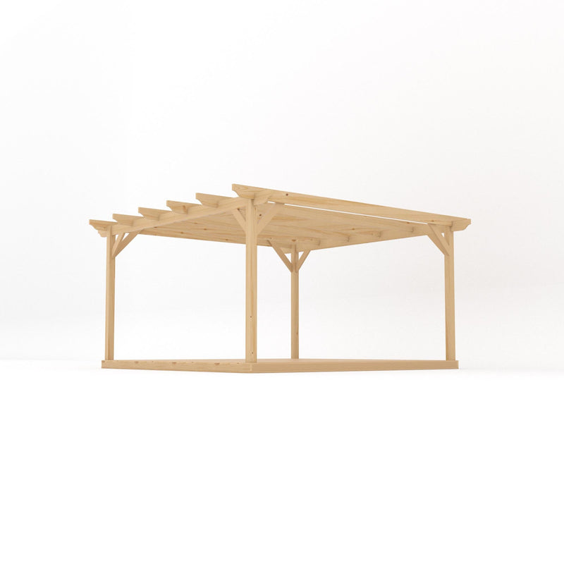 Freestanding Garden Pergola with Decking - Light Green - 4.2m Width x 4.2m Length