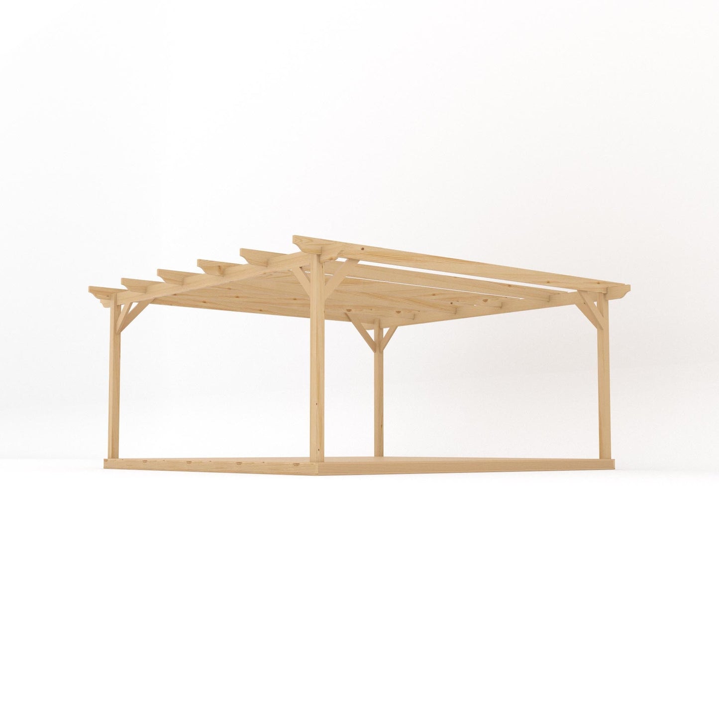 Freestanding Garden Pergola with Decking - Light Green - 4.8m Width x 4.8m Length