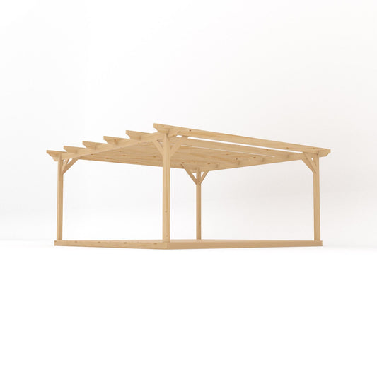 Pergola | Timber Garden Pergola | Integrated Decking Base | Freestanding Garden Structure | Light Green | 4.8m Width x 4.8m Length