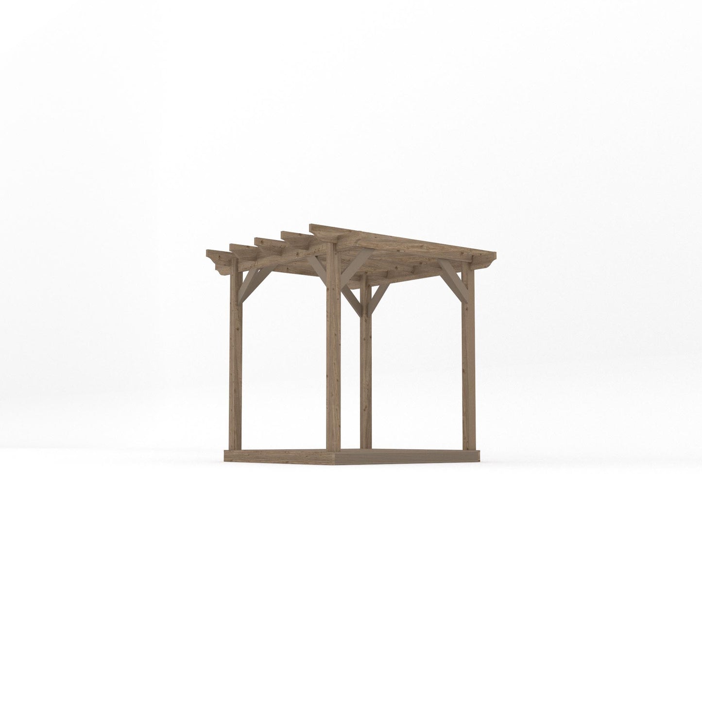 Freestanding Garden Pergola with Decking - Rustic Brown - 2.4m Width x 2.4m Length