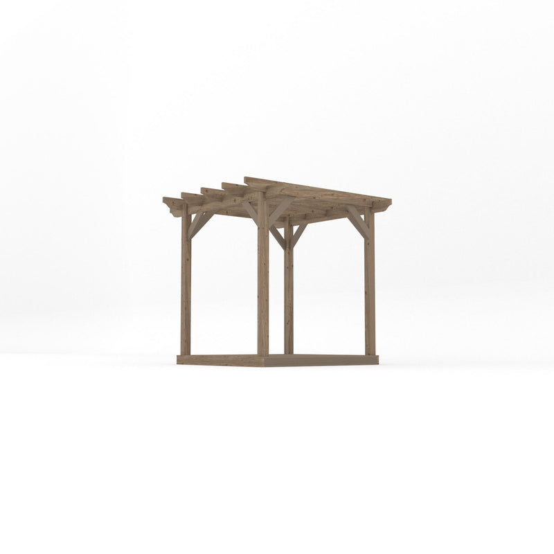 Freestanding Garden Pergola with Decking - Rustic Brown - 2.4m Width x 2.4m Length
