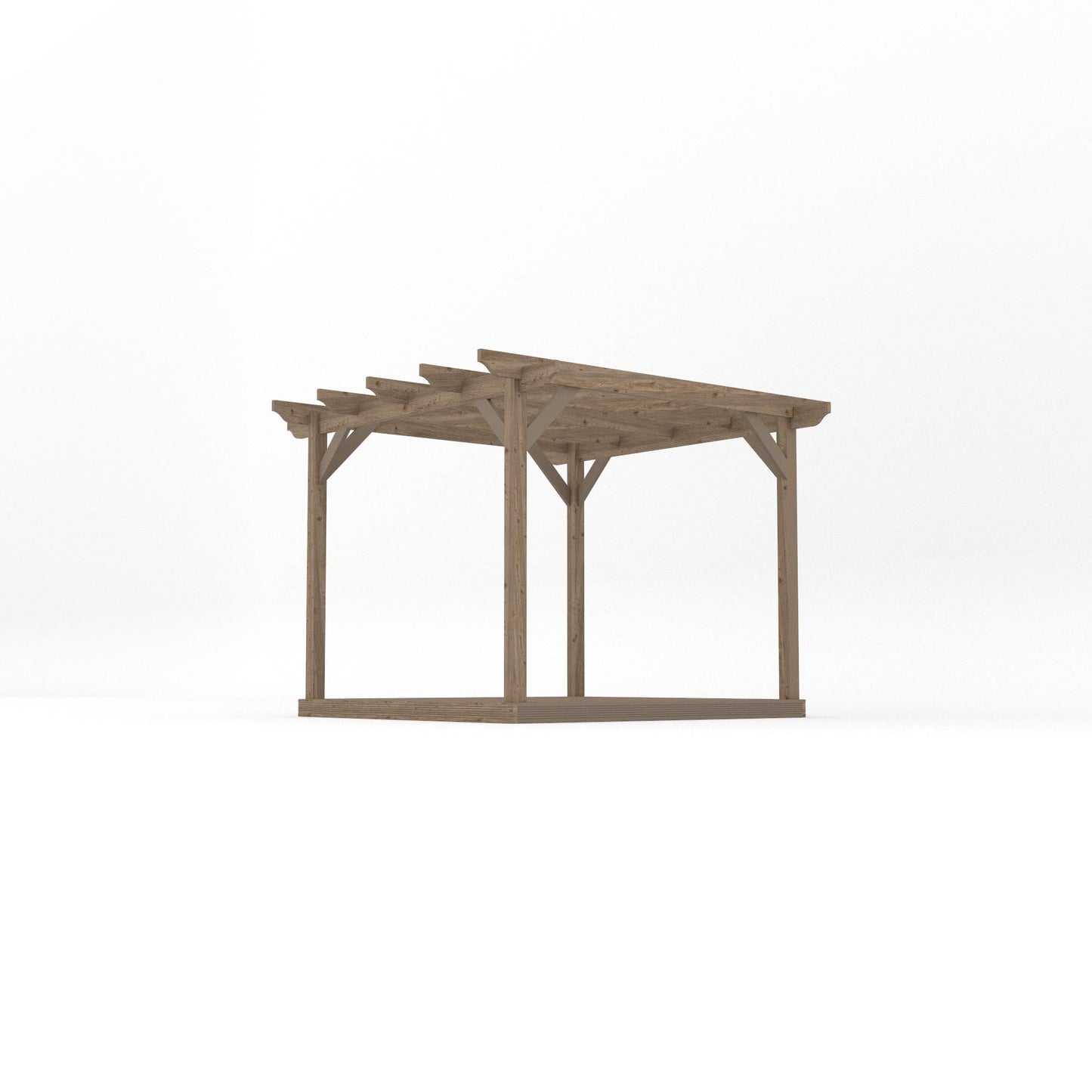 Freestanding Garden Pergola with Decking - Rustic Brown - 3m Width x 3m Length