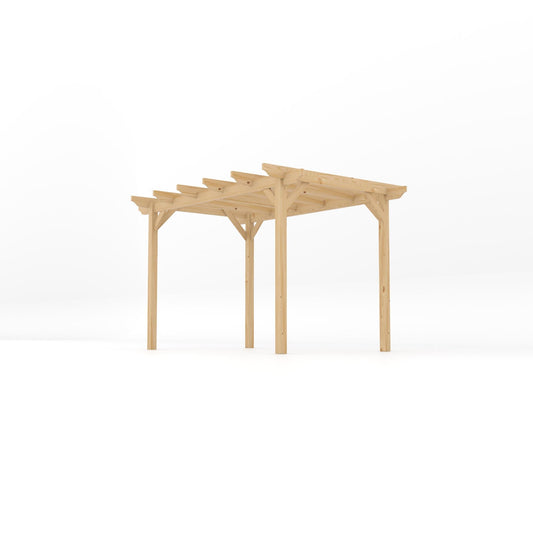 Pergola | Timber Garden Pergola | Freestanding Garden Structure | Open Slatted Roof | Light Green | 2.4m Width x 3.6m Length