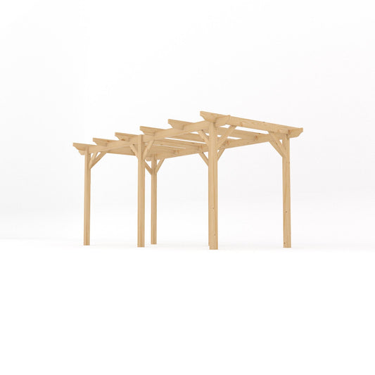 Pergola | Timber Garden Pergola | Freestanding Garden Structure | Open Slatted Roof | Light Green | 2.4m Width x 4.8m Length