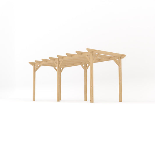 Pergola | Timber Garden Pergola | Freestanding Garden Structure | Open Slatted Roof | Light Green | 3.6m Width x 5.4m Length