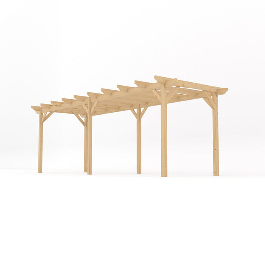Pergola | Timber Garden Pergola | Freestanding Garden Structure | Open Slatted Roof | Light Green | 3.6m Width x 6.6m Length