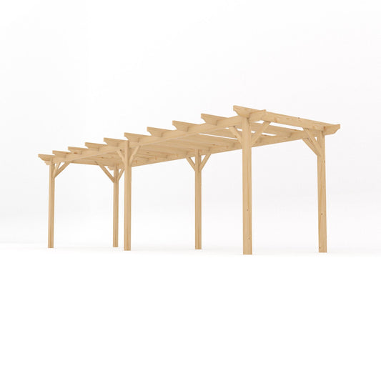 Pergola | Timber Garden Pergola | Freestanding Garden Structure | Open Slatted Roof | Light Green | 2.4m Width x 7.2m Length