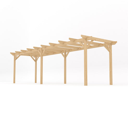 Pergola | Timber Garden Pergola | Freestanding Garden Structure | Open Slatted Roof | Light Green | 1.8m Width x 7.8m Length