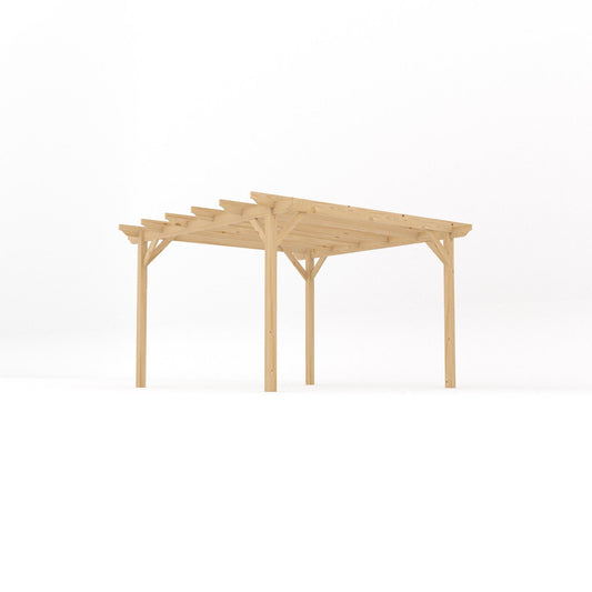 Pergola | Timber Garden Pergola | Freestanding Garden Structure | Open Slatted Roof | Light Green | 3.6m Width x 3.6m Length