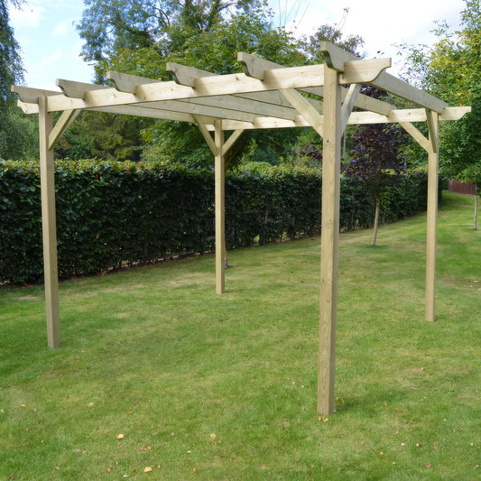 Pergola | Timber Garden Pergola | Freestanding Garden Structure | Open Slatted Roof | Light Green | 1.8m Width x 3.6m Length