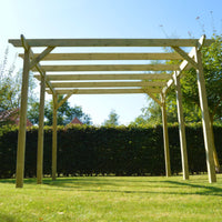 Pergola | Timber Garden Pergola | Freestanding Garden Structure | Open Slatted Roof | Light Green | 1.8m Width x 6m Length